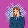 Illustration of a pretty teenage model in formal suit in girly pose.