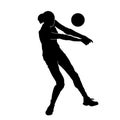 Silhouette of a female athlete doing volley ball sport action pose.