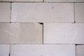 Raw AAC autoclaved aerated concrete wall, front view, background.