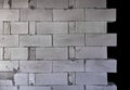 Raw AAC autoclaved aerated concrete wall, front view, background. Royalty Free Stock Photo