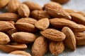 Raw almond food background, close-up, shallow depth of field, macro.