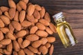 Raw almonds and oil Royalty Free Stock Photo