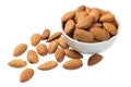 Raw almonds in a white cup isolated on white Royalty Free Stock Photo