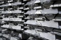 Raw aluminum ingots Royalty Free Stock Photo