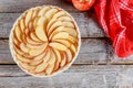 Raw apple pie on wooden table. Ready for baking Royalty Free Stock Photo