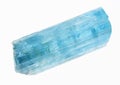 raw aquamarine (blue beryl) crystal on white Royalty Free Stock Photo