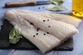 Raw Atlantic halibut fillet Royalty Free Stock Photo