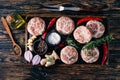 Raw Atriaux, ground pork wrapped in caul fat Royalty Free Stock Photo