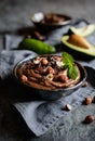 Raw avocado chocolate mousse with hazelnuts Royalty Free Stock Photo