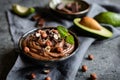 Raw avocado chocolate mousse with hazelnuts Royalty Free Stock Photo