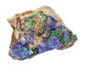 raw Azurite and Malachite on rock isolated Royalty Free Stock Photo