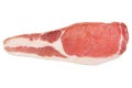 Raw bacon slice isolated on white