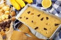 Raw banana bread dough in a loaf pan Royalty Free Stock Photo