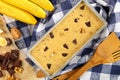 Raw banana bread dough in a loaf pan Royalty Free Stock Photo