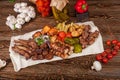 Raw barbecue shish kebabs - grilled meat Royalty Free Stock Photo