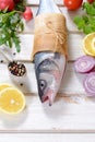 Raw bass fish Royalty Free Stock Photo