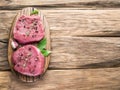 Raw beaf steaks with spices. Royalty Free Stock Photo