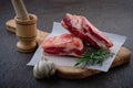 Raw beef briskets on table Royalty Free Stock Photo