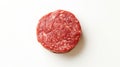 Raw beef burger cutlet isolated on white background. Top view