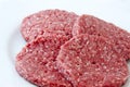 Raw beef burgers