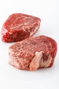 Raw beef filet mignon steak on white Royalty Free Stock Photo