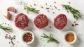 Raw beef filet Mignon steak on a wooden Board with pepper and salt, black Angus marbled meat Royalty Free Stock Photo