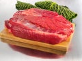 Raw beef flesh on cutting board Royalty Free Stock Photo