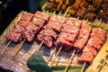 Raw beef fresh Japanese wagyu beef for barbecue at street food Royalty Free Stock Photo