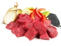 Raw Beef Goulash isolated on white Background Royalty Free Stock Photo