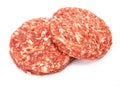 Raw beef hamburger meat on white background