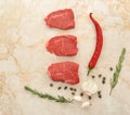 Raw beef on marble background Royalty Free Stock Photo