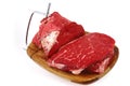 Raw beef meat chunk and slices Royalty Free Stock Photo