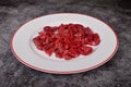 Raw beef meat cut into thin strips Royalty Free Stock Photo