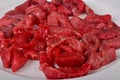 Raw beef meat cut into thin strips Royalty Free Stock Photo