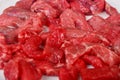 Raw beef meat cut into thin strips Royalty Free Stock Photo
