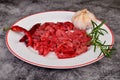Raw beef meat cut into thin strips Royalty Free Stock Photo