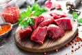 Raw beef meat. Fresh sliced beef sirloin Royalty Free Stock Photo