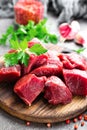 Raw beef meat. Fresh sliced beef sirloin Royalty Free Stock Photo