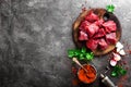 Raw beef meat. Fresh sliced beef sirloin Royalty Free Stock Photo