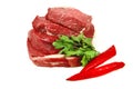 Raw beef meat steak over white