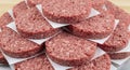 Raw Beef Patties on White Paper Royalty Free Stock Photo