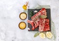 Raw beef ribs, fresh meat, Royalty Free Stock Photo