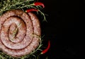 Raw Beef Sausages On A Cast-iron Pan, Selective Focus