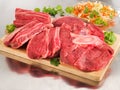 Raw beef shank on cutting board Royalty Free Stock Photo