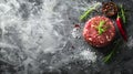 Close up of raw beef steak with spices and pepper Royalty Free Stock Photo