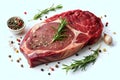 Raw Beef Steak Seasoning Rosemary Garlic Pepper Royalty Free Stock Photo