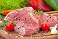 Raw beef steak with spice Royalty Free Stock Photo