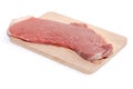 Raw beef top side on wooden board Royalty Free Stock Photo