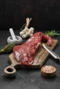 Raw beef tri-tip loin on cutting board Royalty Free Stock Photo