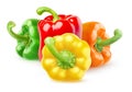 Raw bell peppers of different colors isolated on white Royalty Free Stock Photo